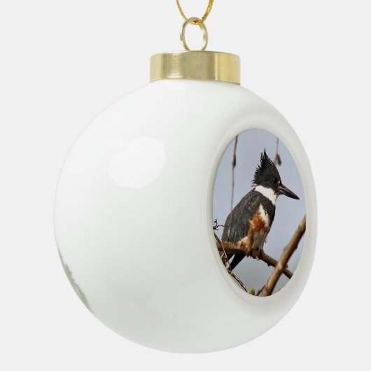 Belted Kingfisher Keramische Bal Ornament (Links)