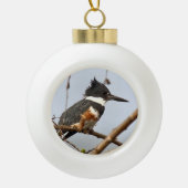 Belted Kingfisher Keramische Bal Ornament (Voorkant)