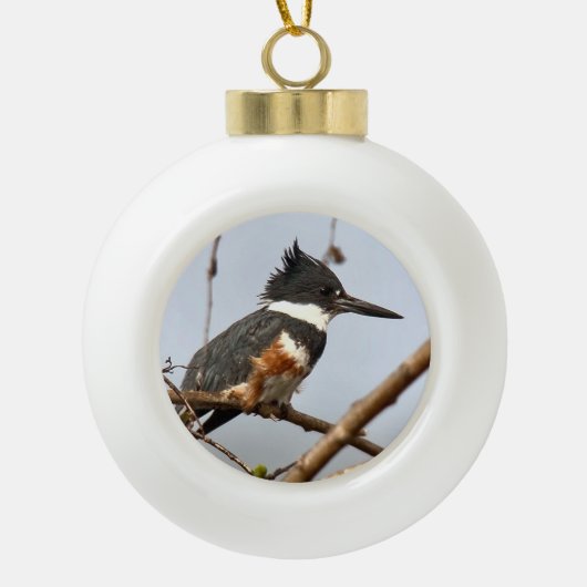 Belted Kingfisher Keramische Bal Ornament (Voorkant)
