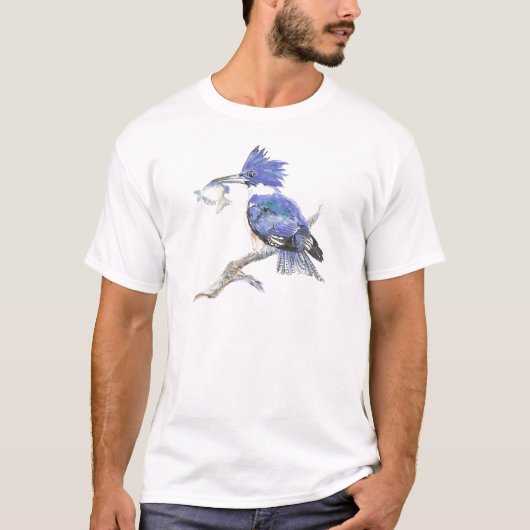 Belted Kingfisher - met vis - Collectie van vogels T-shirt (Voorkant)