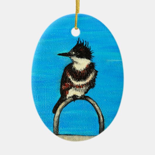 Belted Kingfisher schilderij Keramisch Ornament (Voorkant)