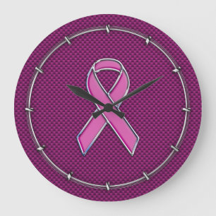 Belted Pink Ribbon Awareness Carbon Fiber Decor Grote Klok