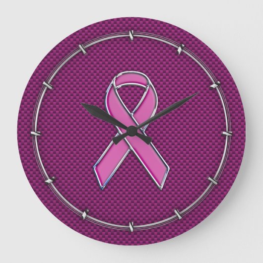 Belted Pink Ribbon Awareness Carbon Fiber Decor Grote Klok (Voorkant)