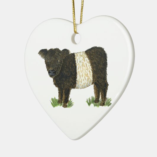 "Beltie" Belted Galloway Keramisch Ornament (Links)