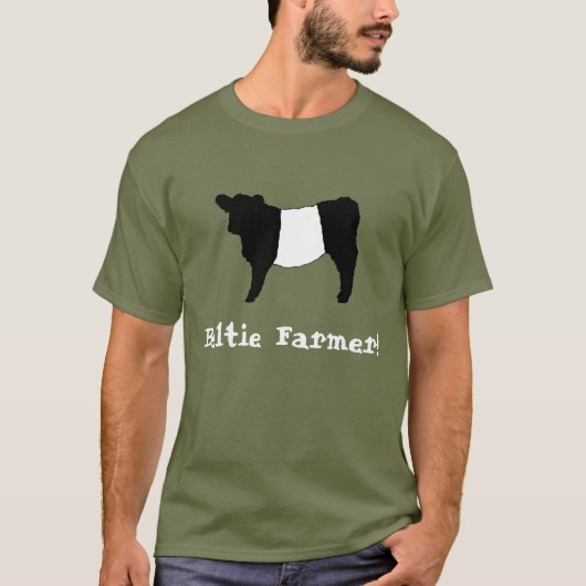 Beltie Farmer Belted Galloway Steer Cow Cattle T-shirt (Voorkant)