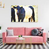 Beltie Koe Waterverf schilderen Belted Galloway Ar Canvas Afdruk (Insitu (Woonkamer))