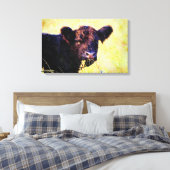 Beltie Koe Waterverf schilderen Belted Galloway Ar Canvas Afdruk (Insitu (Slaapkamer))