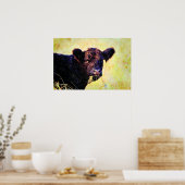 Beltie Koe Waterverf schilderen Belted Galloway Ar Poster (Keuken)