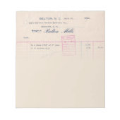 Belton Mills Belton, SC Receipt Notepad Notitieblok (Voorkant)