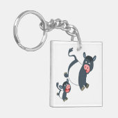 Beltte Galloway-Koe afspelen en kalf Acryltoetsrin Sleutelhanger (Voorkant Links)