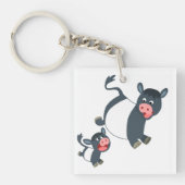 Beltte Galloway-Koe afspelen en kalf Acryltoetsrin Sleutelhanger (Voorkant)