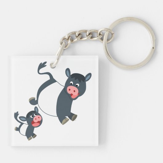 Beltte Galloway-Koe afspelen en kalf Acryltoetsrin Sleutelhanger (Achterkant)