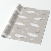 Beluga Baby walvis op afbeelding van pasteelgrijs Cadeaupapier (Uitgerold)