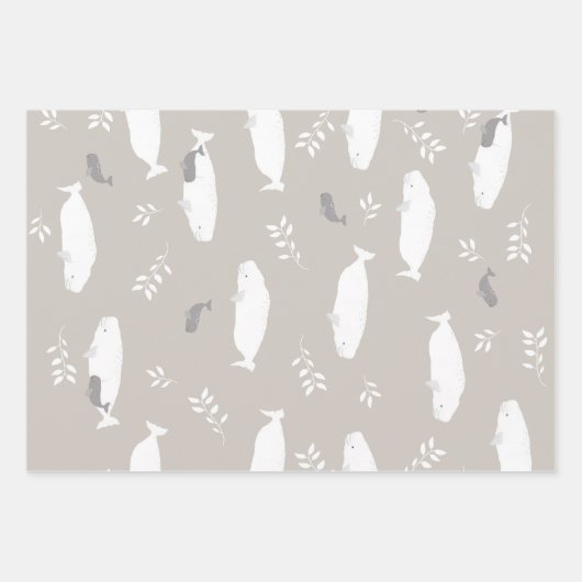 Beluga Baby walvis op afbeelding van pasteelgrijs Inpakpapier Vel (Voorkant 2)