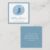 Beluga Baby Whale Pastel Blue Childcare Babysitter Vierkante Visitekaartje (Voorkant / Achterkant)