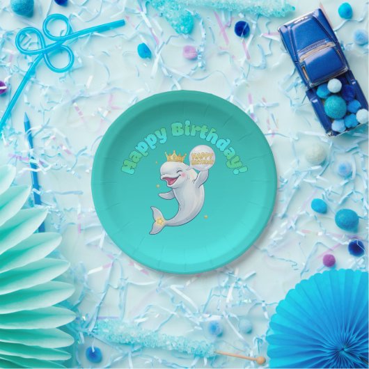 Beluga Boo Gefeliciteerd 7" Papieren Bord (Feest)
