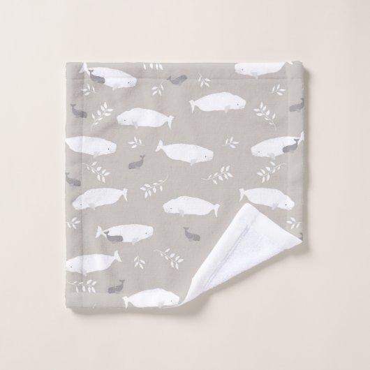 Beluga-walvis op afbeelding van pasteelgrijs bad handdoek (Wasdoekje)
