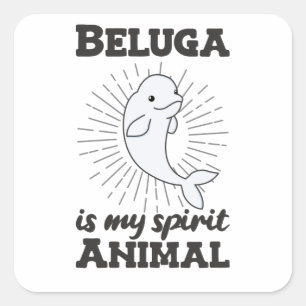 Beluga walvisdieren voor kinderen vierkante sticker