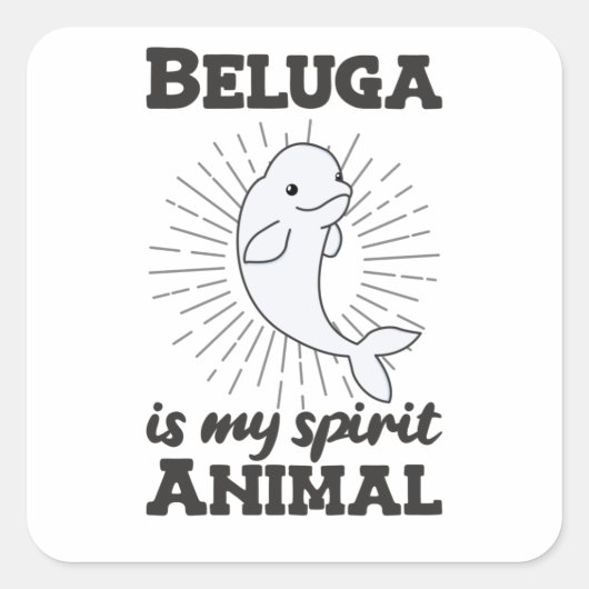 Beluga walvisdieren voor kinderen vierkante sticker (Voorkant)