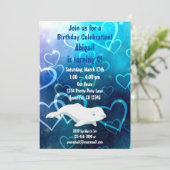 Beluga Whale and Blue Hearts Arctic Birthday Party Kaart (Staand voorkant)