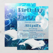 Beluga Whale and Blue Hearts Arctic Birthday Party Kaart (Voorkant / Achterkant)
