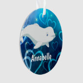 Beluga Whale and Blue Hearts Arctic Kerstmis Ornament (voorkant)
