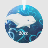 Beluga Whale and Blue Hearts Arctic Kerstmis Ornament (achterkant)