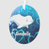 Beluga Whale and Blue Hearts Arctic Kerstmis Ornament (voorkant)