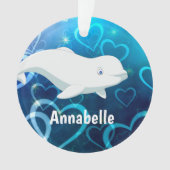Beluga Whale and Blue Hearts Arctic Kerstmis Ornament (voorkant)
