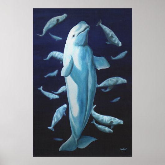 Beluga Whale Art print Marinelife Whale Painting (Voorkant)