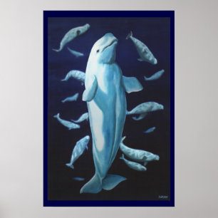 Beluga Whale Art print Marinelife Whale Painting