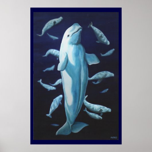 Beluga Whale Art print Marinelife Whale Painting (Voorkant)