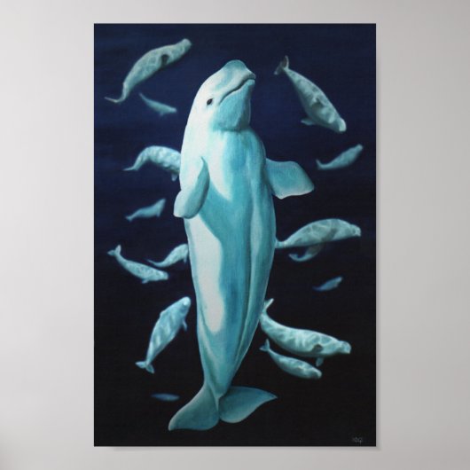 Beluga Whale Art print Marinelife Whale Painting (Voorkant)