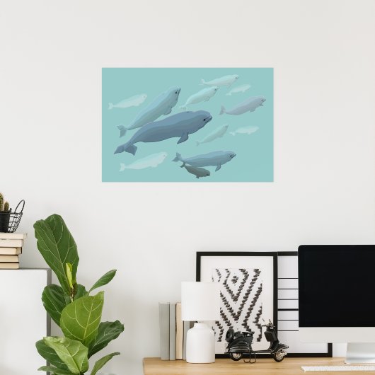 Beluga Whale Art Print Marinelife Whale Poster (Thuiskantoor)