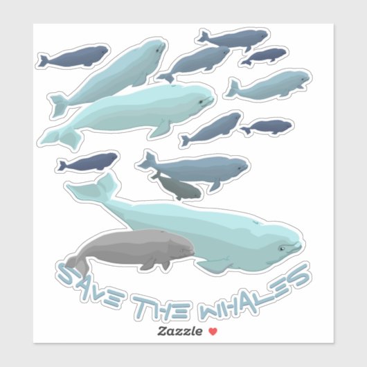 Beluga Whale Art Sticker Personalized Whale Decals (Vel)