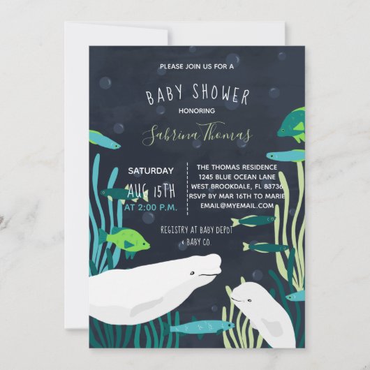 Beluga Whale Baby shower Kaart (Voorkant)