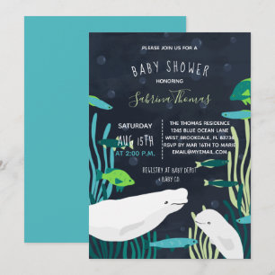 Beluga Whale Baby shower Kaart