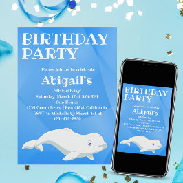 Beluga Whale Blue en White Arctic Ocean Birthday Kaart