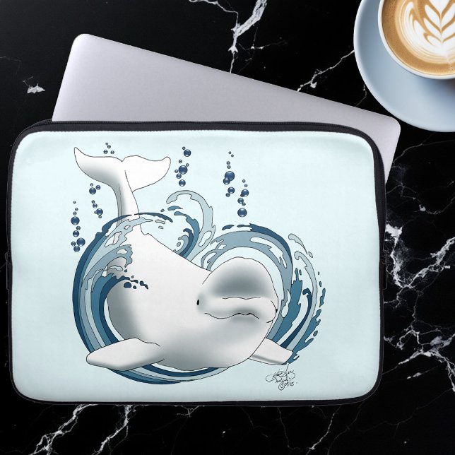 Beluga Whale Blue Laptop Sleeve (Creator heeft geüpload)