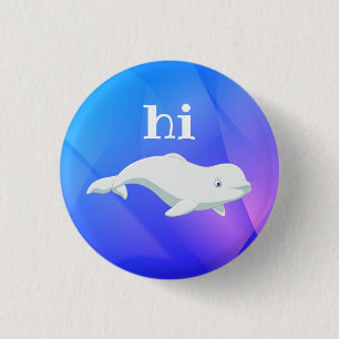 Beluga Whale Blue, Roze, Paarse Arctische Oceaan Ronde Button 3,2 Cm