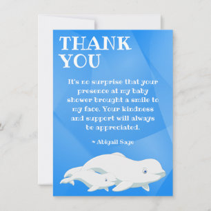 Beluga Whale Blue, White Arctic Ocean Baby shower Bedankkaart
