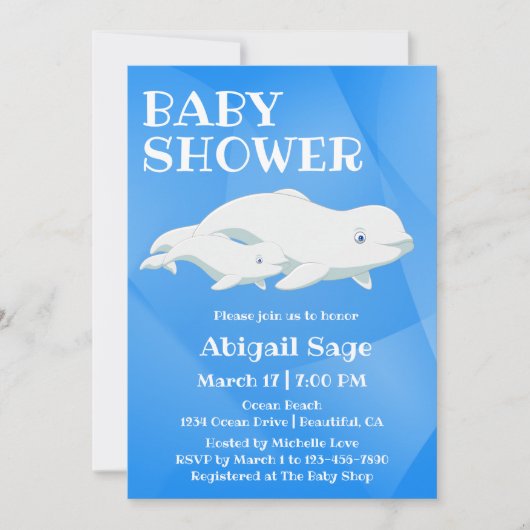 Beluga Whale Blue, White Arctic Ocean Baby shower Kaart (Voorkant)