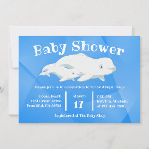 Beluga Whale Blue, White Arctic Ocean Baby shower Kaart