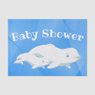 Beluga Whale Blue, White Arctic Ocean Baby Tissuepapier