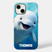 Beluga Whale Cartoon Blauwe Groene Noordelijke IJs Case-Mate iPhone Case (Achterkant)