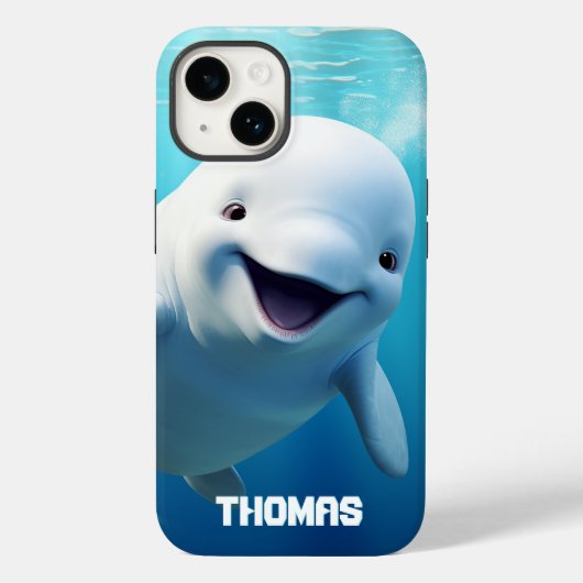 Beluga Whale Cartoon Blauwe Groene Noordelijke IJs Case-Mate iPhone Case (Achterkant)