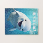Beluga Whale Cartoon Blauwe Groene Noordelijke IJs Legpuzzel (Horizontaal)