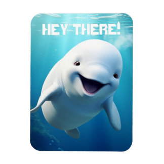 Beluga Whale Cartoon Blauwe Groene Noordelijke IJs Magneet