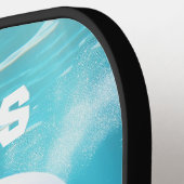 Beluga Whale Cartoon Blauwe Groene Noordelijke IJs Pickleball Paddle (Links Detail)