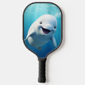 Beluga Whale Cartoon Blauwe Groene Noordelijke IJs Pickleball Paddle (Achterkant)